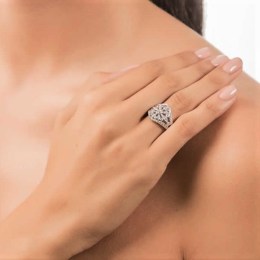 λευκόχρυσο γυναικείο δαχτυλίδι λουλούδι D11200030(b)