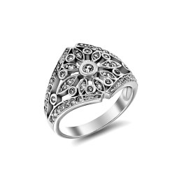 λευκόχρυσο γυναικείο δαχτυλίδι λουλούδι D11200030