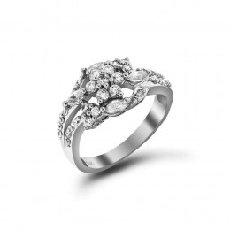 Λευκόχρυσο γυναικείο δαχτυλίδι λουλούδι D11200455