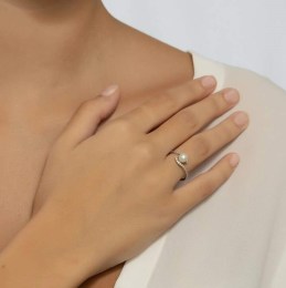 λευκόχρυσο γυναικείο δαχτυλίδι μαργαριτάρι D11200406(b)