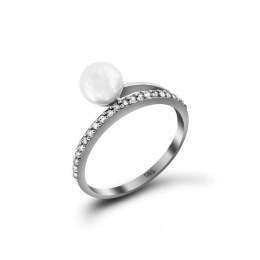 Λευκόχρυσο γυναικείο δαχτυλίδι μαργαριτάρι D11200758