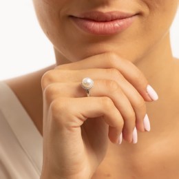 λευκόχρυσο γυναικείο δαχτυλίδι μαργαριτάρι D11201080(a)