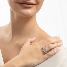 λευκόχρυσο γυναικείο δαχτυλίδι παγιέτες D11400114(a)