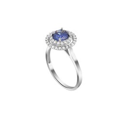 λευκόχρυσο γυναικείο δαχτυλίδι ροζέτα μπλε D11201040