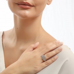 Λευκόχρυσο γυναικείο δαχτυλίδι ζιργκόν D11200042(a)