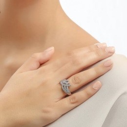 Λευκόχρυσο γυναικείο δαχτυλίδι ζιργκόν D11200042(b)