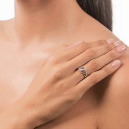 Λευκόχρυσο γυναικείο δαχτυλίδι ζιργκόν D11200470(b)