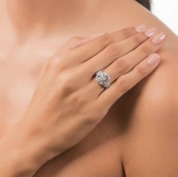 Λευκόχρυσο γυναικείο δαχτυλίδι ζιργκόν D11200053(b)