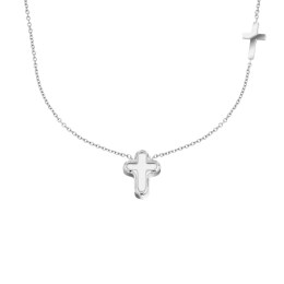 λευκόχρυσο γυναικείο κολιέ δύο σταυρούς KL11200551