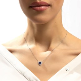 λευκόχρυσο γυναικείο κολιέ μπλε πέτρα KL11200430(a)