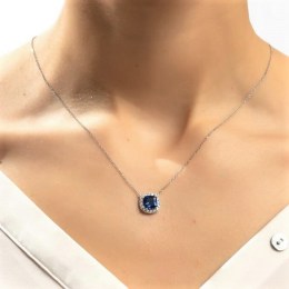 λευκόχρυσο γυναικείο κολιέ μπλε πέτρα KL11200440(b)