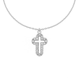 λευκόχρυσο γυναικείο κολιέ σταυρός KL11200507