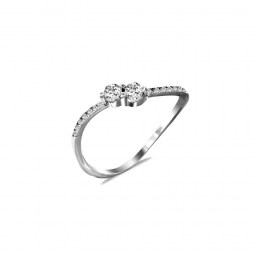 Λευκόχρυσο μισόβερο δαχτυλίδι ζιργκόν D11200085