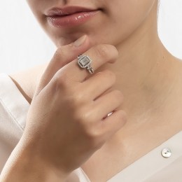 λευκόχρυσο μονόπετρο δαχτυλίδι λευκά ζιργκόν D11201006(b)