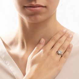 λευκόχρυσο μονόπετρο δαχτυλίδι λευκά ζιργκόν D11201013(a)