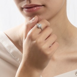 λευκόχρυσο μονόπετρο δαχτυλίδι λευκά ζιργκόν D11201016(b)