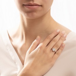 λευκόχρυσο μονόπετρο δαχτυλίδι λευκά ζιργκόν D11201031(b)