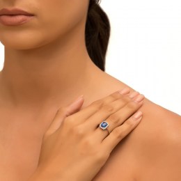 λευκόχρυσο μονόπετρο δαχτυλίδι μπλε ζιργκόν D11200848(a)