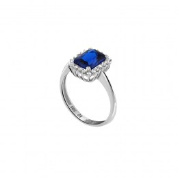 λευκόχρυσο μονόπετρο δαχτυλίδι μπλε ζιργκόν D11200848