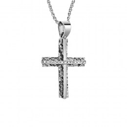 λευκόχρυσος γυναικείος σταυρός διπλής όψης ST11200504