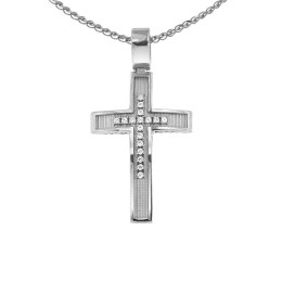 λευκόχρυσος γυναικείος σταυρός δύο όψεων ST11200972