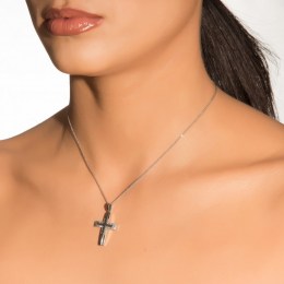 λευκόχρυσος γυναικείος σταυρός ζιργκόν ST11200123(a)