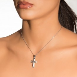 λευκόχρυσος γυναικείος σταυρός ζιργκόν ST11200128(a)