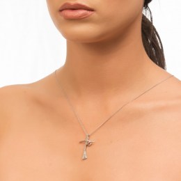 λευκόχρυσος γυναικείος σταυρός ζιργκόν ST11200241(a)