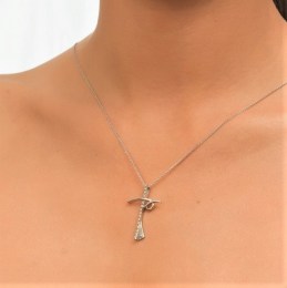 λευκόχρυσος γυναικείος σταυρός ζιργκόν ST11200241(b)
