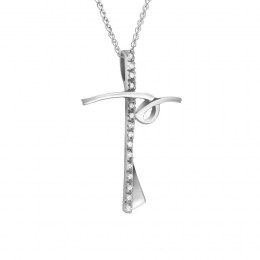 λευκόχρυσος γυναικείος σταυρός ζιργκόν ST11200241