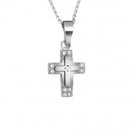 λευκόχρυσος γυναικείος σταυρός ζιργκόν ST11200246