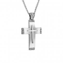 λευκόχρυσος γυναικείος σταυρός ζιργκόν ST11200370
