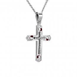λευκόχρυσος γυναικείος σταυρός ζιργκόν ST11200378