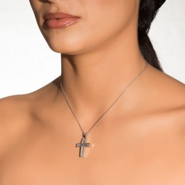 λευκόχρυσος γυναικείος σταυρός ζιργκόν ST11200401(a)
