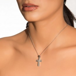λευκόχρυσος γυναικείος σταυρός ζιργκόν ST11200407(a)