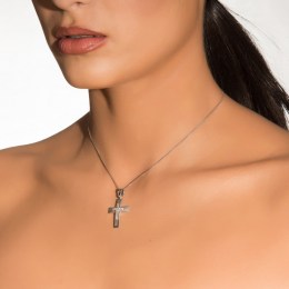 λευκόχρυσος γυναικείος σταυρός ζιργκόν ST11200498(a)
