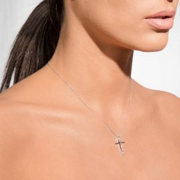 λευκόχρυσος γυναικείος σταυρός ζιργκόν ST11200854(a)
