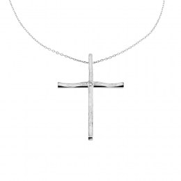 λευκόχρυσος γυναικείος σταυρός ζιργκόν ST11200854