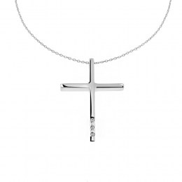 λευκόχρυσος γυναικείος σταυρός ζιργκόν ST11200857