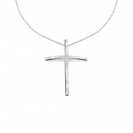 λευκόχρυσος γυναικείος σταυρός ζιργκόν ST11200860