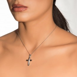 λευκόχρυσος γυναικείος σταυρός ζιργκόν ST11200863(a)