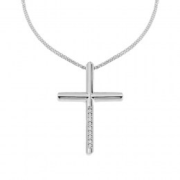 λευκόχρυσος γυναικείος σταυρός ζιργκόν ST11200886