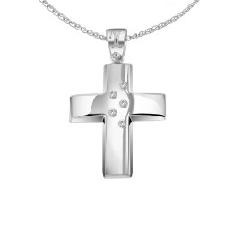 λευκόχρυσος γυναικείος σταυρός ζιργκόν ST11200916