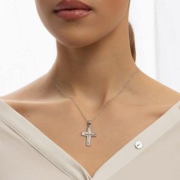 λευκόχρυσος γυναικείος σταυρός ζιργκόν ST11200918(a)