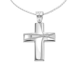 λευκόχρυσος γυναικείος σταυρός ζιργκόν ST11200920
