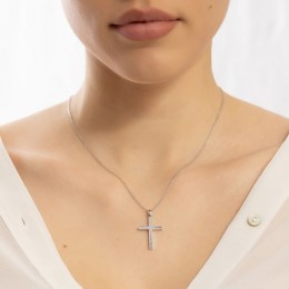 λευκόχρυσος γυναικείος σταυρός ζιργκόν ST11200942(a)