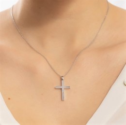 λευκόχρυσος γυναικείος σταυρός ζιργκόν ST11200942(b)