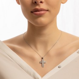 λευκόχρυσος γυναικείος σταυρός ζιργκόν ST11200976(a)
