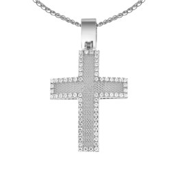 λευκόχρυσος γυναικείος σταυρός ζιργκόν ST11200976