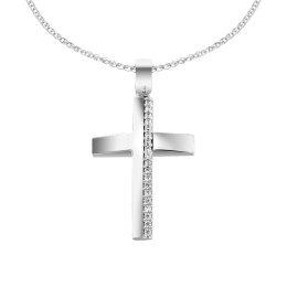 λευκόχρυσος γυναικείος σταυρός ζιργκόν ST11200998